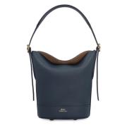 Leren Bucket Tas met Suède Voering Ralph Lauren , Blue , Dames