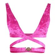 Chenille Triangel Bikini Top Versace , Pink , Dames