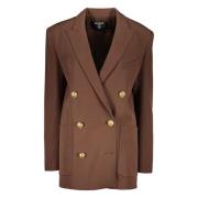 Gestructureerde Wollen Blazer met Versierde Knopen Balmain , Brown , D...