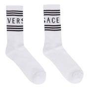 Logo Katoenmix Sokken Versace , White , Heren