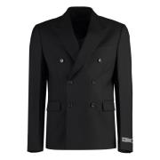 Klassieke Wol Blazer Versace , Black , Heren