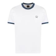 Katoenen Logo T-Shirt Geribbelde Kraag Mouwen Paul & Shark , White , H...