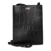 Knopen Leren Crossbody Tas Jil Sander , Black , Dames