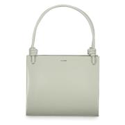 Kalfsleren Handtas met Twee Handvatten Jil Sander , Gray , Dames