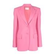 Fuchsia Wollen Jas Peak Revers Sportmax , Pink , Dames