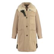 Canvas Parka met Afneembare Bontkraag Bazar Deluxe , Beige , Dames