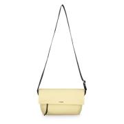 Canvas Crossbody Tas met Leren Inzetstukken Jil Sander , Yellow , Dame...