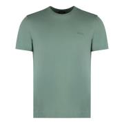 Geribbelde Katoenen Crew-Neck T-Shirt Ermenegildo Zegna , Green , Here...