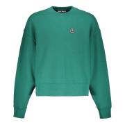 Geribbelde Kraag Katoenen Sweatshirt met Logo Palm Angels , Green , He...