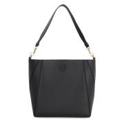 Korrelig Leren Bucket Tas met Afneembare Band Tory Burch , Black , Dam...