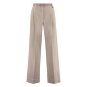 Wijde geplooide katoenen broek Peserico , Beige , Dames