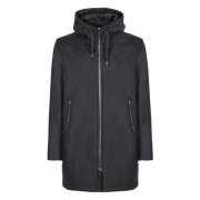 Wollen Blend Hooded Parka Jas Herno , Blue , Heren