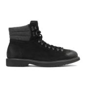 Zwarte Nubuck & Stoffen Winterlaarzen Kazar , Black , Heren