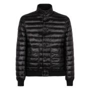 Nylon Donsjas met Geribbelde Randen Herno , Black , Heren