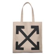 Katoenen Logo Tote Tas Off White , Beige , Heren