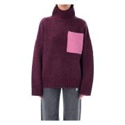 Plum Patch Pocket High Neck Gebreide kleding JW Anderson , Purple , Da...