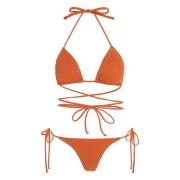 Lurex Stitching Driehoek Bikini Set Reina Olga , Orange , Dames