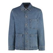 Denim Jack Contraststiksels 100% Katoen Maison Kitsuné , Blue , Heren