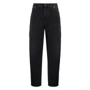 Wijde jeans met metalen knopen TotêMe , Black , Dames