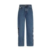 Wijde jeans met zijsplitten Gcds , Blue , Dames