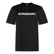 Contrasterend Logo Katoenen T-Shirt Burberry , Black , Dames