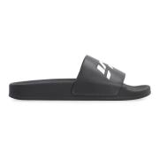 Logo Detail Rubber Slides Vetements , Black , Heren