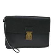 Pre-owned Leather clutches Louis Vuitton Vintage , Black , Dames