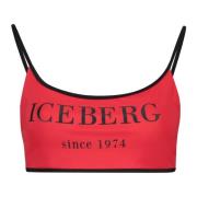 Logo Print Bikini Top Iceberg , Red , Dames