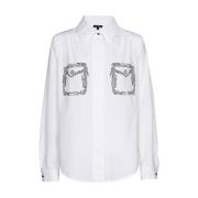 Blouse met lange mouwen en strasprint Caroline Biss , White , Dames