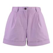 Katoenen shorts met omslagmanchetten Maison Kitsuné , Purple , Dames