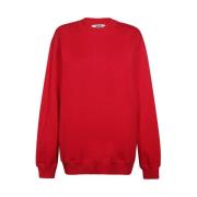 Katoenen Crew-Neck Sweatshirt met Logo Print op de Rug Msgm , Red , Da...