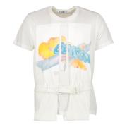 Katoenen T-shirt met Frontprint Off White , White , Heren