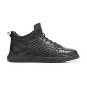 Gewatteerde Leren Sneakers Kazar , Black , Heren