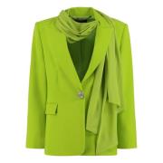 Crepe Blazer met Reverskraag Clips , Green , Dames