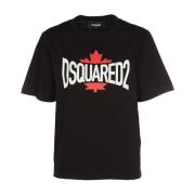 Zwarte Leaf Tee T-shirts en Polos Dsquared2 , Black , Dames