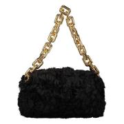 Lamsvacht Ketting Pouch Clutch Bottega Veneta , Black , Dames