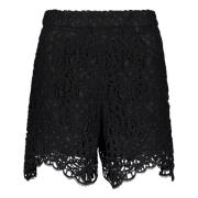 Bloemen Kant Shorts Burberry , Black , Dames