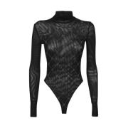 Monogram Geborduurde Bodysuit John Richmond , Black , Dames