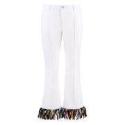 Gefranjerde Geknipte Wijde Broek Emilio Pucci , White , Dames