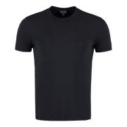 Geborduurde Viscose Crew-Neck T-Shirt Giorgio Armani , Blue , Heren