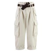 Cargo broek met zakken en riem Pinko , White , Dames