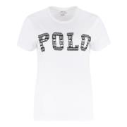 Geborduurd katoenen T-shirt Ralph Lauren , White , Dames