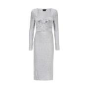 Midi Gebreide Jurk met Uitsparingen Tom Ford , Gray , Dames