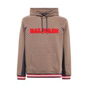 Contrasterende rand Katoenen Hoodie Balmain , Brown , Heren