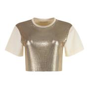 Metalen Paillet Katoenen T-shirt Paco Rabanne , Yellow , Dames