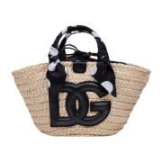 Stro Shoppingtas met DG Logo Dolce & Gabbana , Beige , Dames