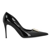 Puntige Neus Stiletto Hak Leren Pumps Dolce & Gabbana , Black , Dames