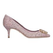 Bloemenkanten Pumps met Strass Dolce & Gabbana , Purple , Dames