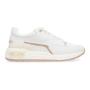 Lage Sneakers van Leer en Stof Salvatore Ferragamo , White , Dames