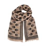 Sjaal met schedelprint en franjes Alexander McQueen , Brown , Heren